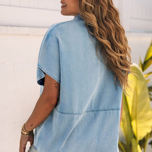 Sky Blue Oversized Denim Top