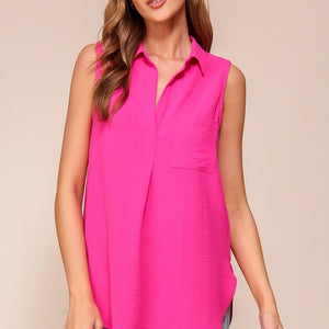 Sleevless airflow collared tunic , 3 colors