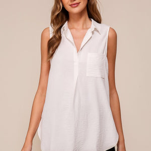 Sleevless airflow collared tunic , 3 colors