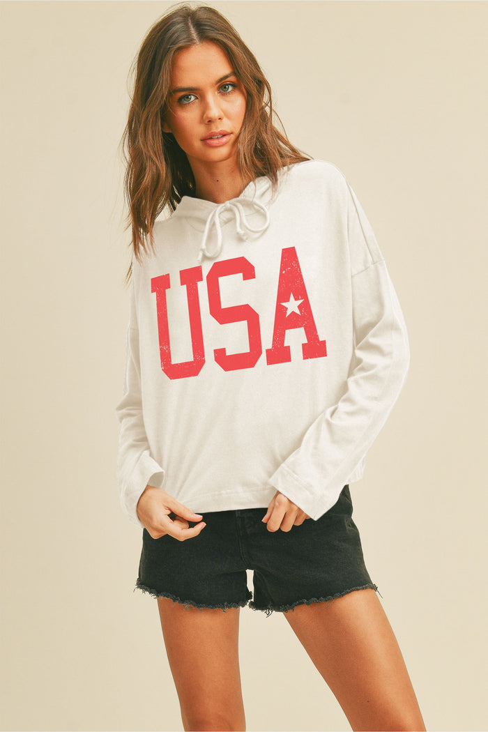 IVORY USA Star Graphic Hooded Tee