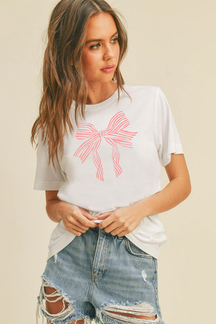 White Bow Graphic Tee