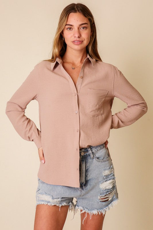 Long Sleeve airflow button down top, 3 Colors
