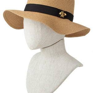 Bee Charm Black Band Flat Top fedora