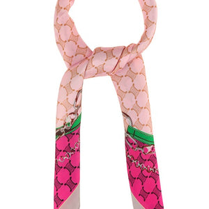 Twisted Belt And Chain Print Silky Neck Scarf