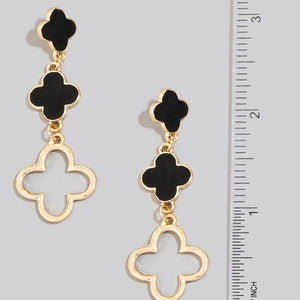 Metallic And Enamel Clover Chain Dangle Earrings (2 colors)