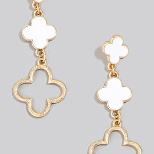 Metallic And Enamel Clover Chain Dangle Earrings (2 colors)