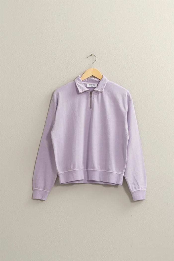 LAVENDER 1/4 ZIP SWEATSHIRT