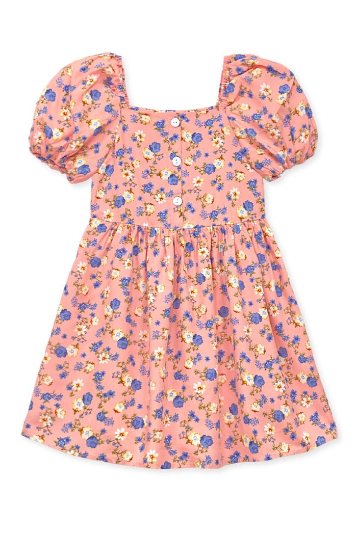 Blush Toddler's Floral Dress W/ Puff Sleeves