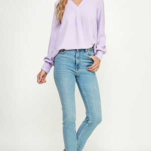 Lavender v-neck blouse