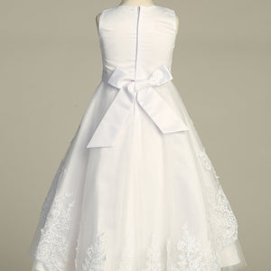 First communion dress Embroidered tulle with sequins Tea length SP721