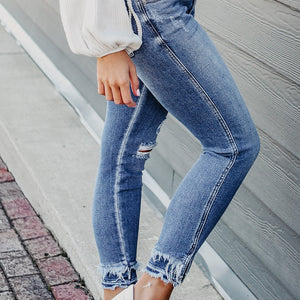 Light Blue High Rise Ankle Skinny Jeans