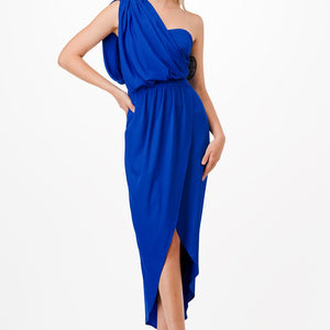 Royal One Shoulder Midi Dress