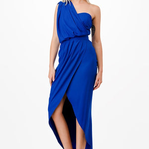 Royal One Shoulder Midi Dress