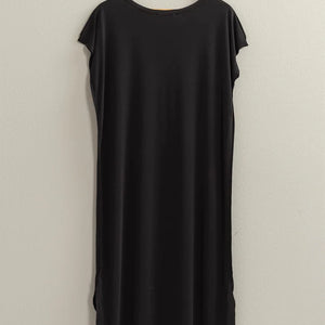 BLACK SOFT HIGH LOW MIDI DRESS