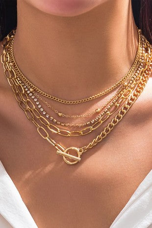 5pcs Rhinestone Chain Collarbone Necklaces Set