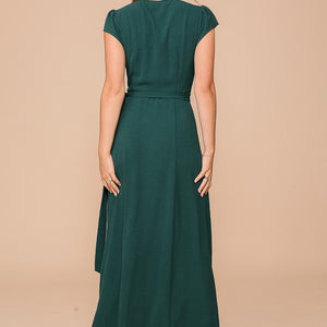 Green Vacay airflow surplice wrap maxi dress