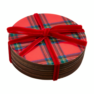 TARTAN LACQUER COASTER SET, 2 COLORS