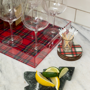 TARTAN LACQUER COASTER SET, 2 COLORS