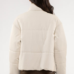 Beige pleather puff coat