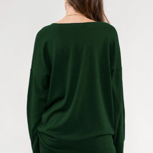 V neck light weight green knit sweater