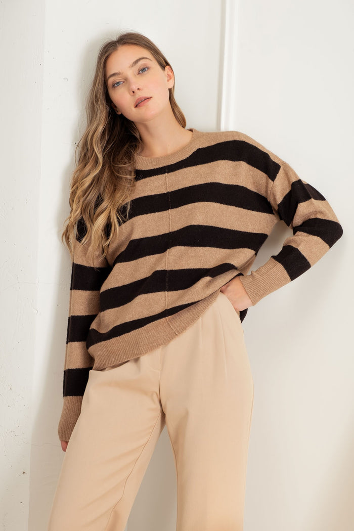 Stripe crew neck sweater