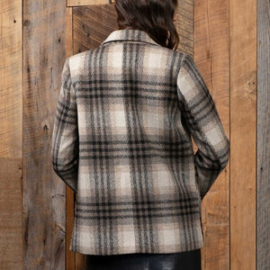 Plaid notched lined coat blazer