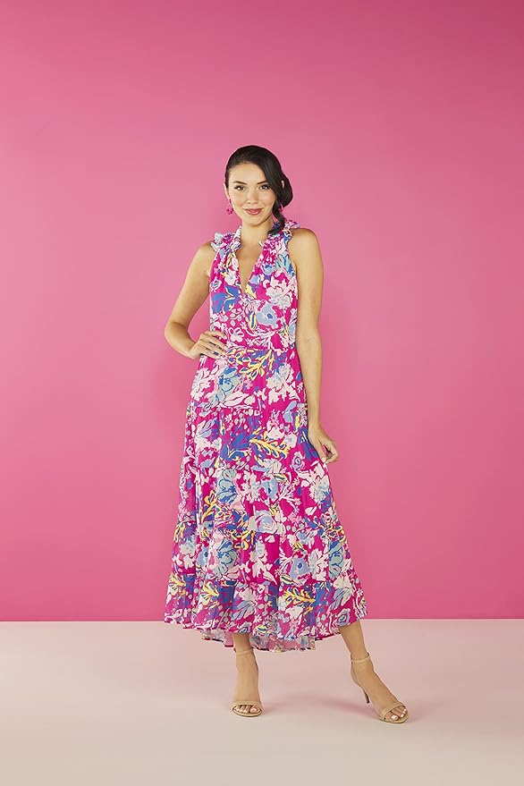 Pink floral maxi dress