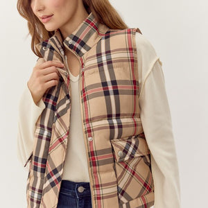 Plaid Check Print Vest