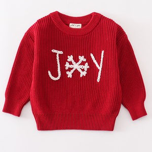 Kids Hand made joy sweater, green or red.