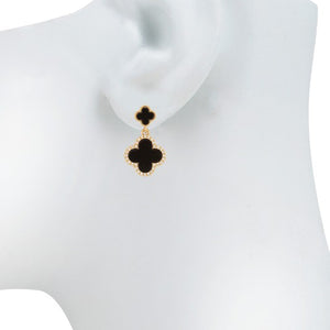 Double Clover with Rhinestone Dangle Earring, 2 colors