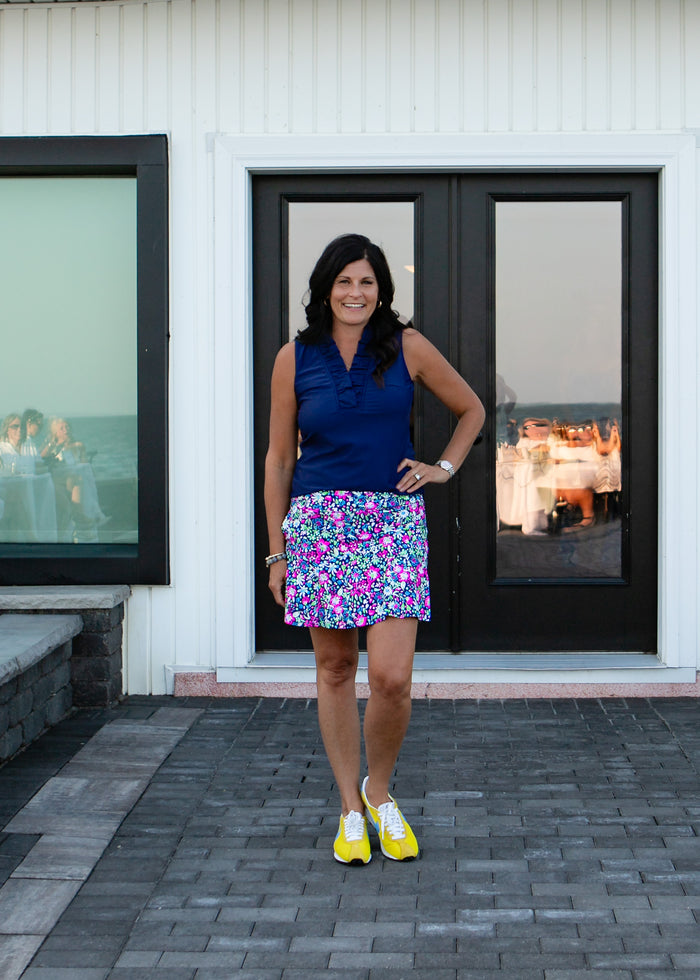 Navy floral skort