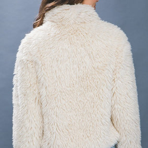 Ivory Mid Waist Faux Fur Coat