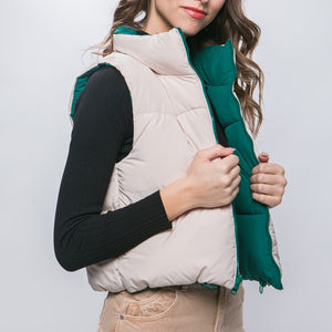 Green Woven Solid Reversible Vest