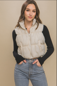 Cream puffer vest