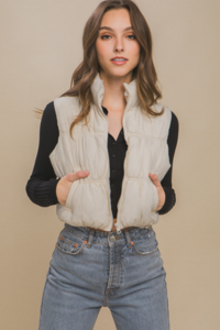 Cream puffer vest