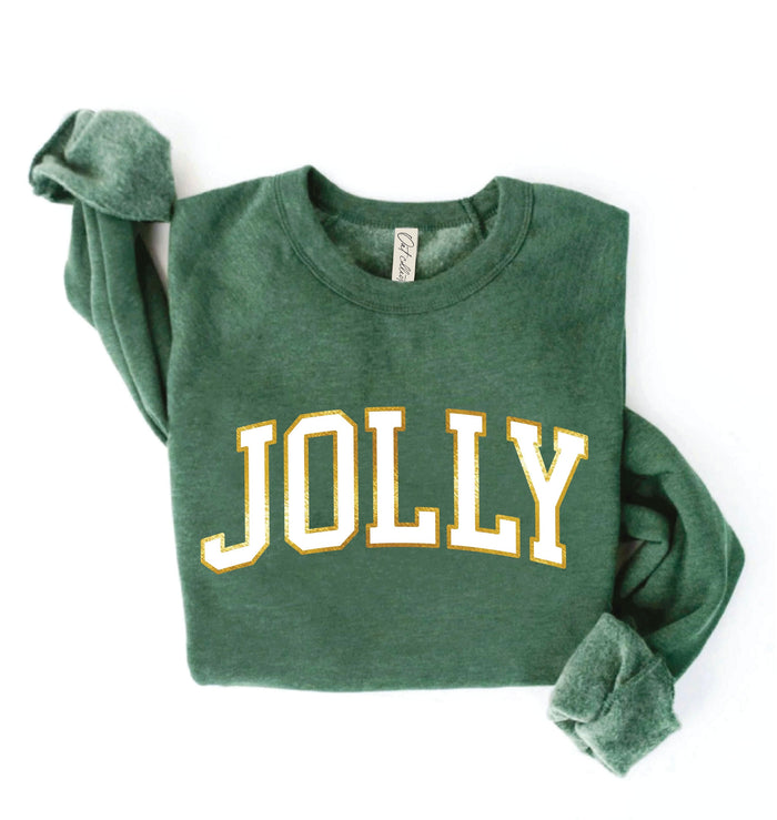 HEATHER GREEN JOLLY FOIL Graphic Sweatshirt