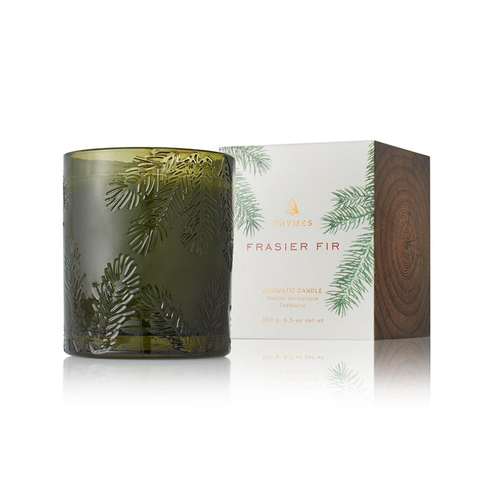 Frasier Fir Poured Candle, Molded Green Glass  6.5 ounce