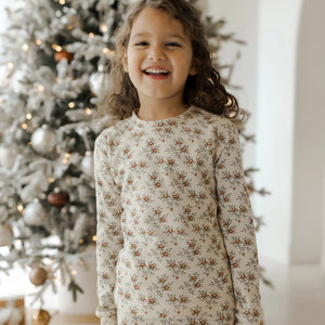 Organic Long Sleeve Pajama Set || Holiday Floral