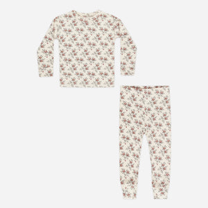 Organic Long Sleeve Pajama Set || Holiday Floral