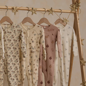 Organic Long John Pajamas || Holiday Floral