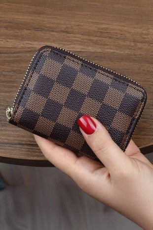 Checker Print Faux Leather Card Organize Wallet&nbsp;