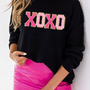 XOXO Glitter Print Sweater