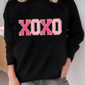 XOXO Glitter Print Sweater