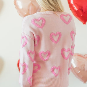 Heart Shape Bubble Sleeve Baggy Sweater