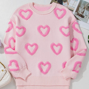 Heart Shape Bubble Sleeve Baggy Sweater