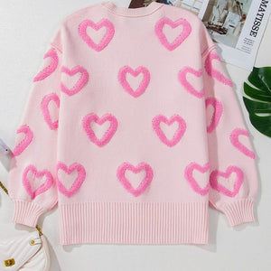 Heart Shape Bubble Sleeve Baggy Sweater