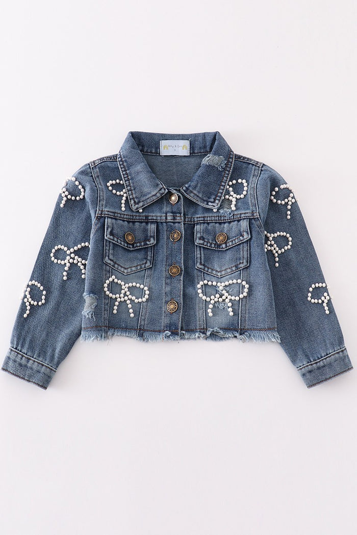 Girls pearl denim jacket