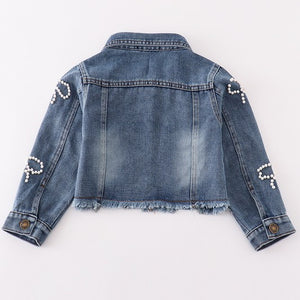 Girls pearl denim jacket