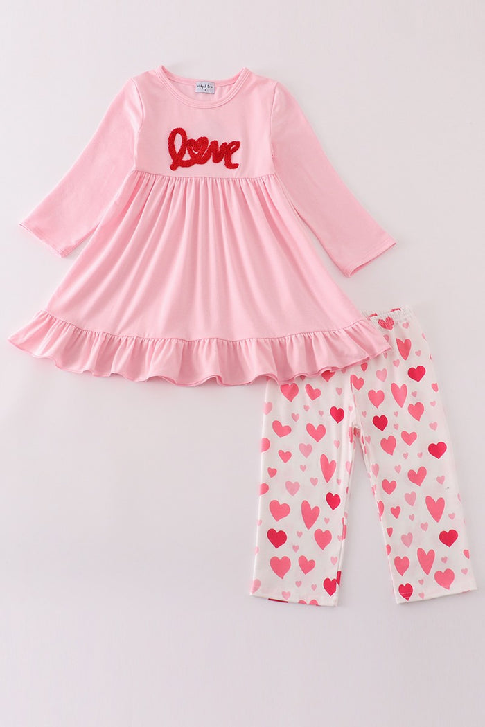 Girls Valentine love french knot girl set