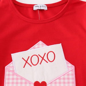 Girls Red valentine XOXO applique girl dress